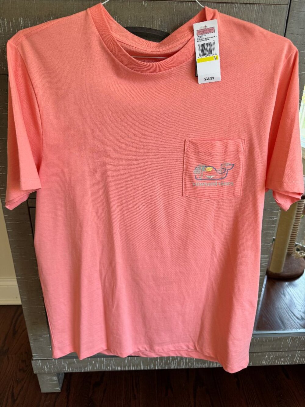 NWT Vineyard Vines Hammock Mosaic Whale Pocket Tee Papaya Passion M